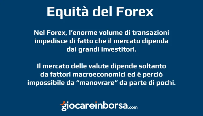 Il Forex è un mercato equo in quanto non manovrabile dai grandi investitori