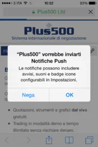 Notifiche su Plus500