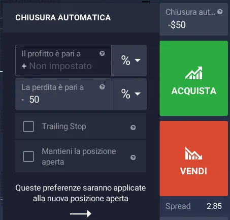 Come si imposta lo stop loss su IQ Option