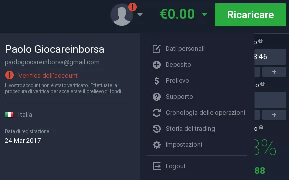 Come ricaricare e prelevare fondi sulla piattaforma trading IQ Option