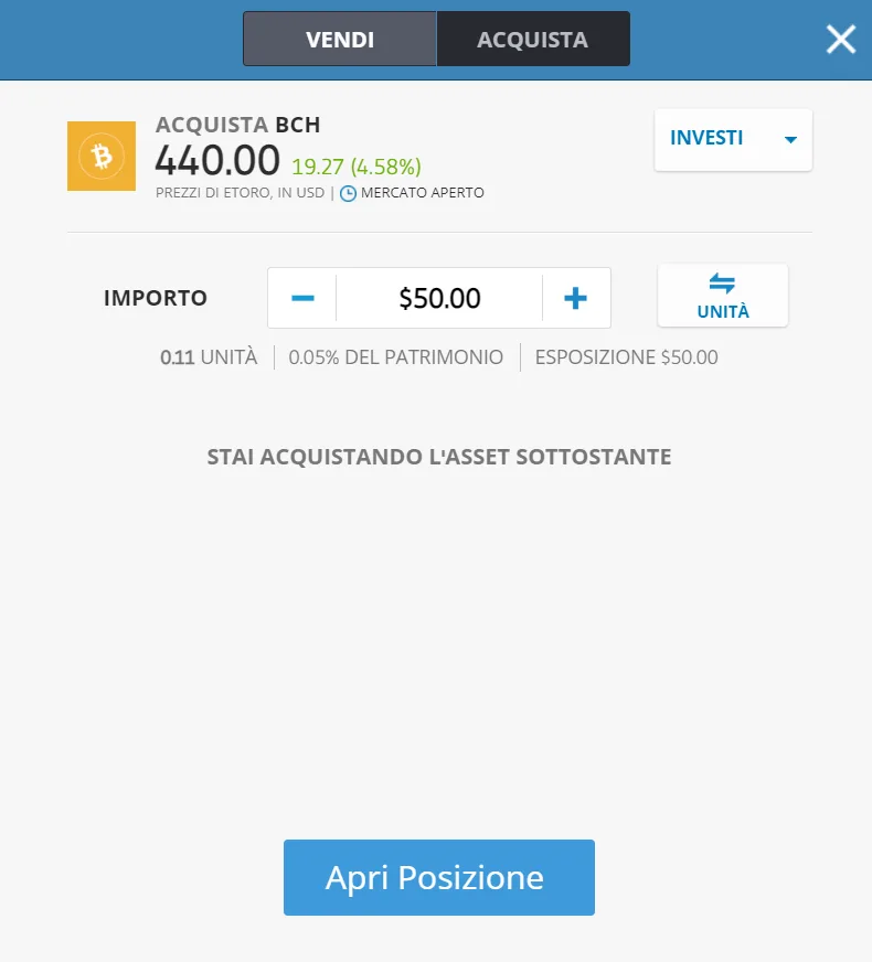 Come comprare bitcoin cash con Postepay su eToro