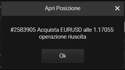 Conferma apertura trade su 24CM