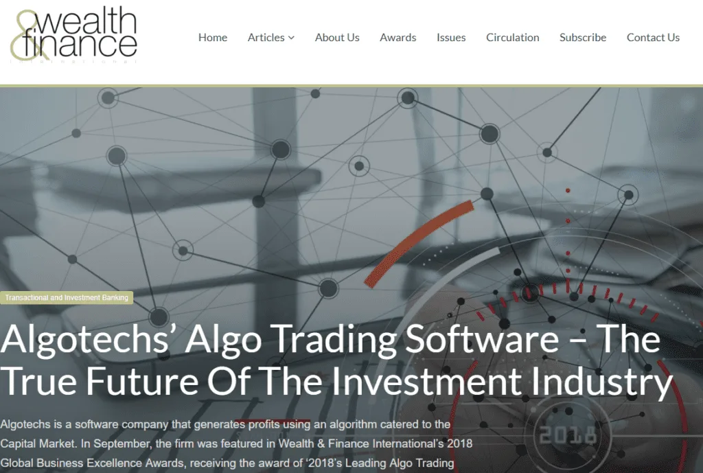 Articolo di Wealth & Finance su Algotechs