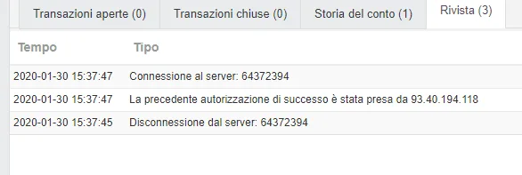 Stato transazioni e rivista