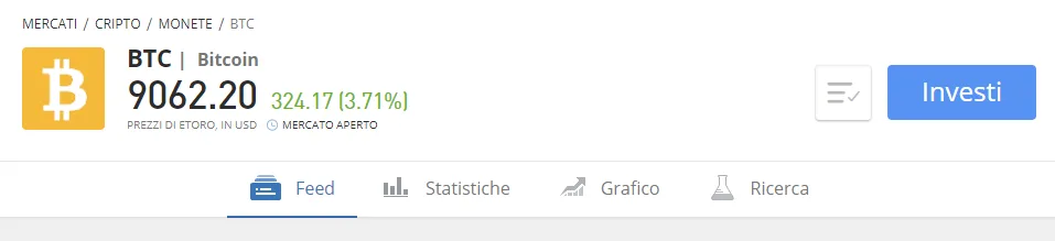 Info sul bitcoin sulla piattaforma di trading eToro