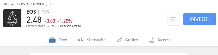 Informazioni su EOS fornite da eToro