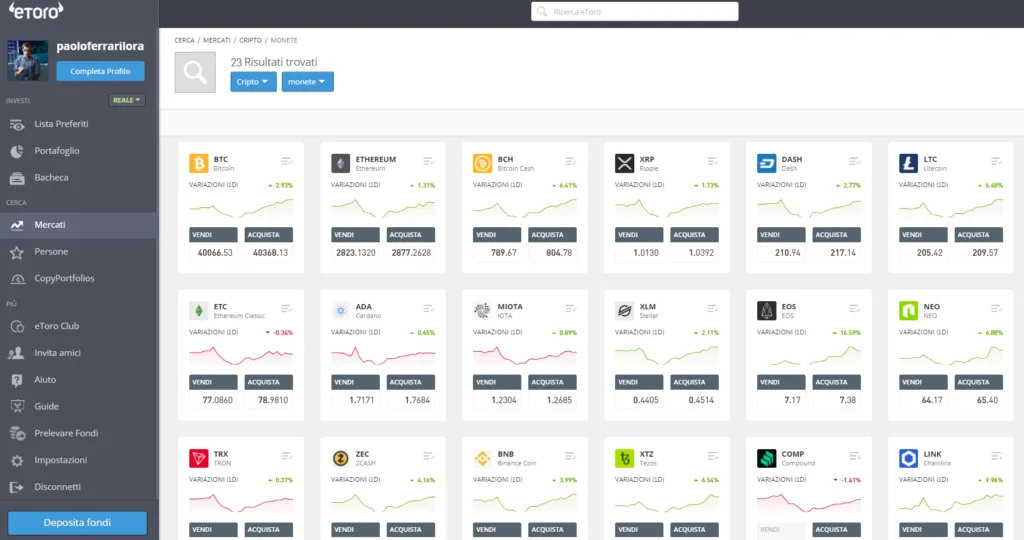 eToro è tra le piattaforme criptovalute più affidabili sul mercato italiano