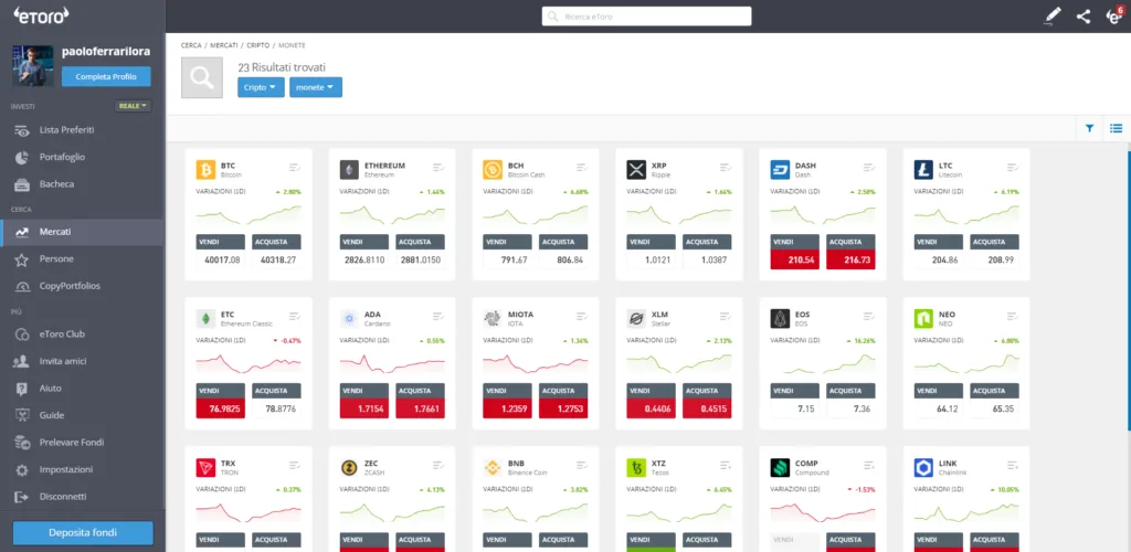 eToro è tra le piattaforme criptovalute più affidabili sul mercato italiano
