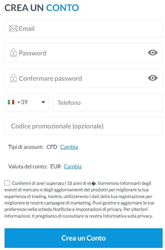 modulo di registrazione di Capex