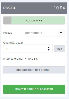 La finestra dell'ordine di trading su Freedom24