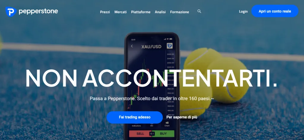 La pagina ufficiale di Pepperstone