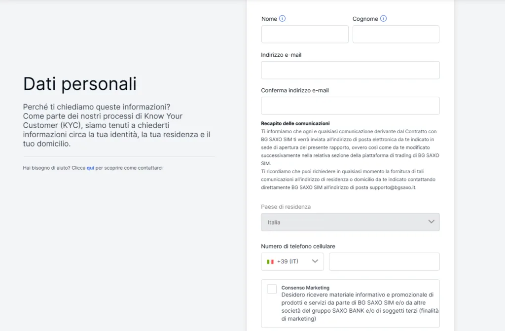 Iscrizione a BG SAXO senza spid