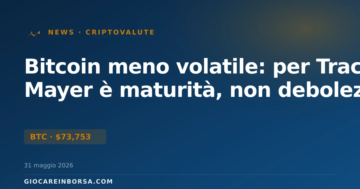 Bitcoin meno volatile: per Trace Mayer è maturità, non debolezza