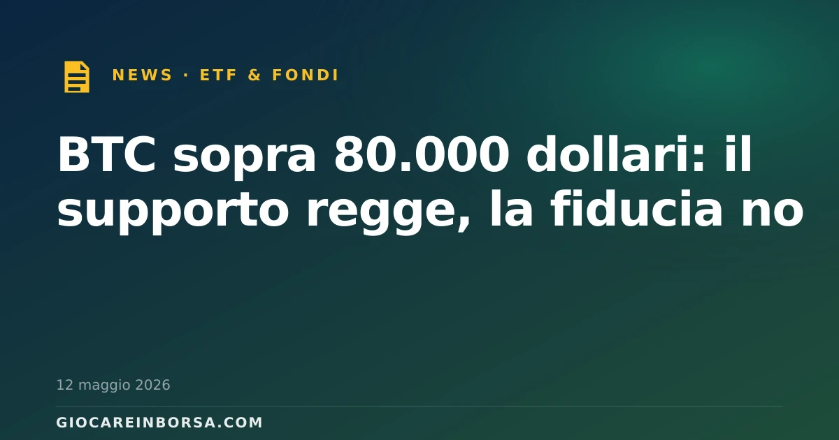 BTC sopra 80.000 dollari: il supporto regge, la fiducia no