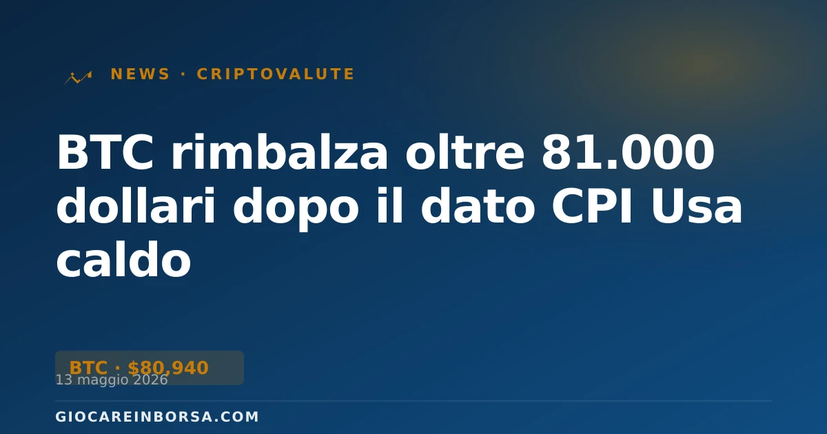 BTC rimbalza oltre 81.000 dollari dopo il dato CPI Usa caldo