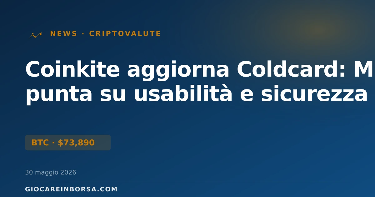 Coinkite aggiorna Coldcard: MK5 punta su usabilità e sicurezza