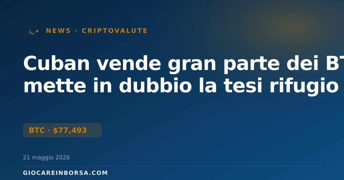 Cuban vende gran parte dei BTC e mette in dubbio la tesi rifugio
