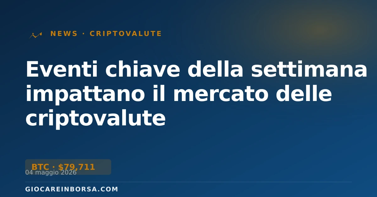 Eventi chiave della settimana impattano il mercato delle criptovalute