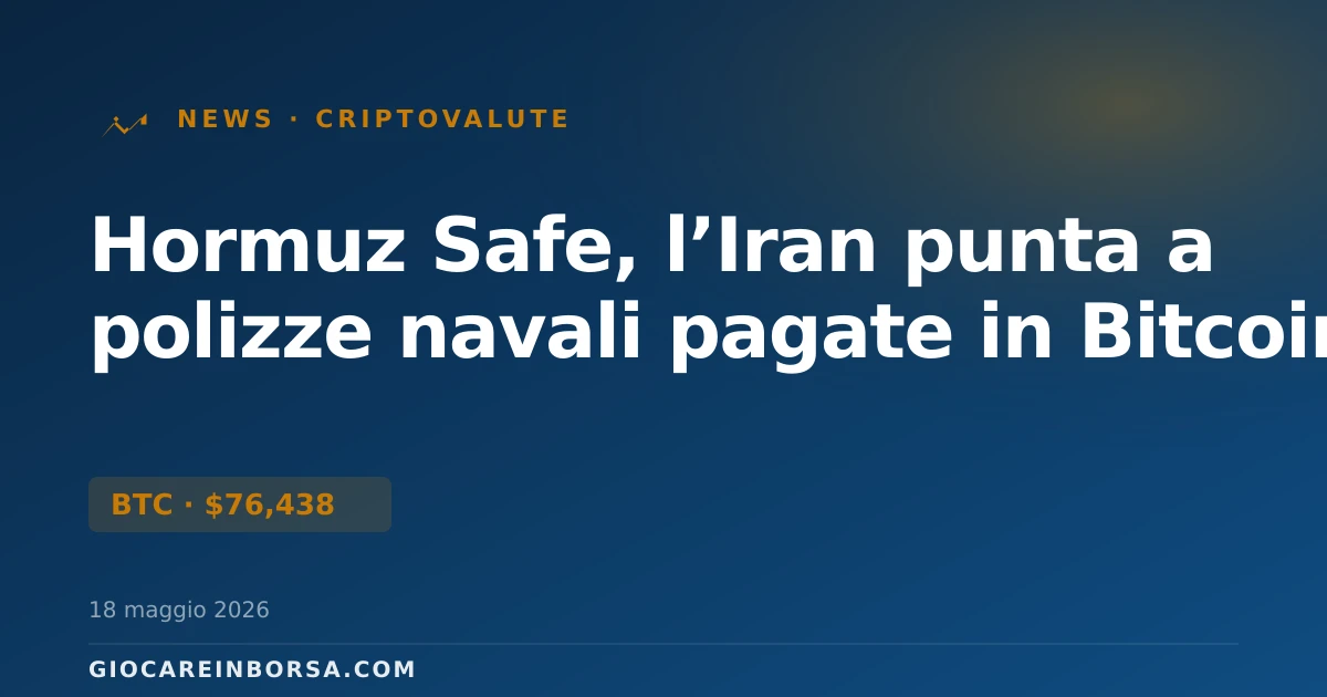 Hormuz Safe, l’Iran punta a polizze navali pagate in Bitcoin