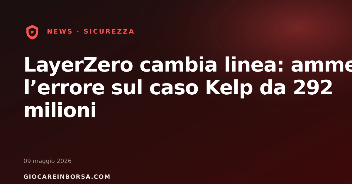 LayerZero cambia linea: ammette l’errore sul caso Kelp da 292 milioni