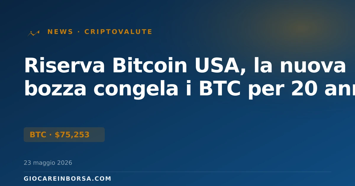 Riserva Bitcoin USA, la nuova bozza congela i BTC per 20 anni