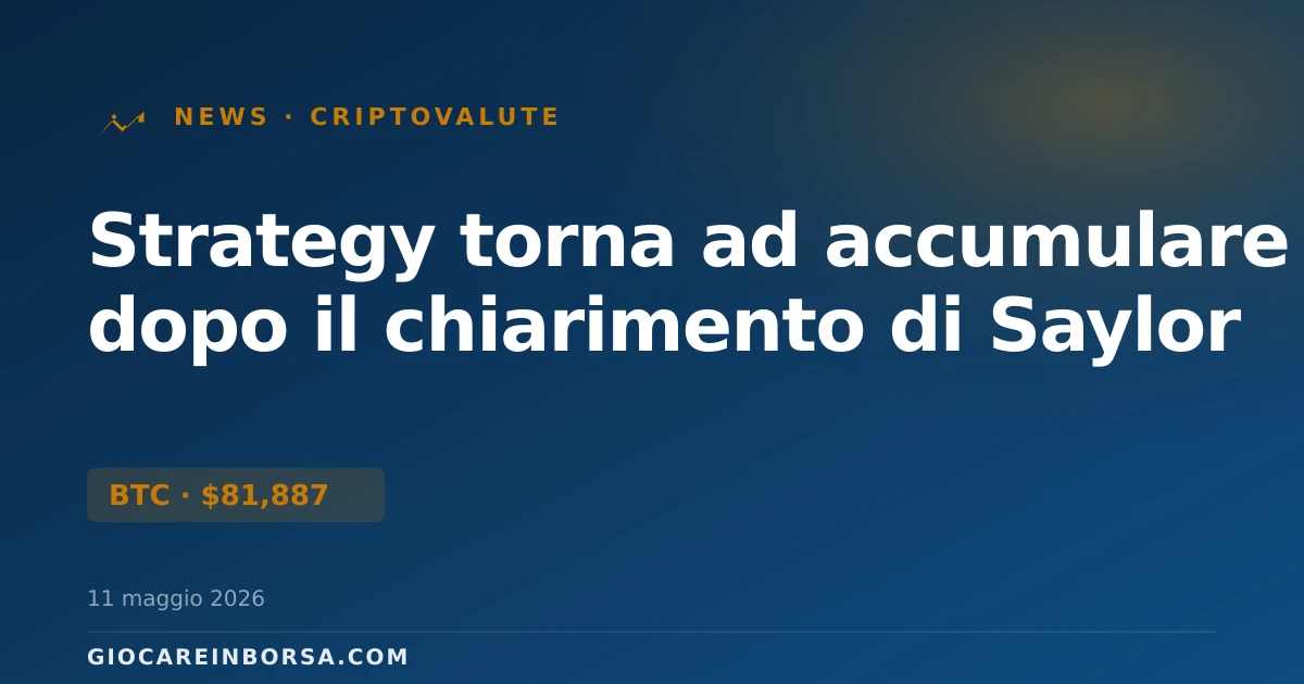 Strategy torna ad accumulare BTC dopo il chiarimento di Saylor