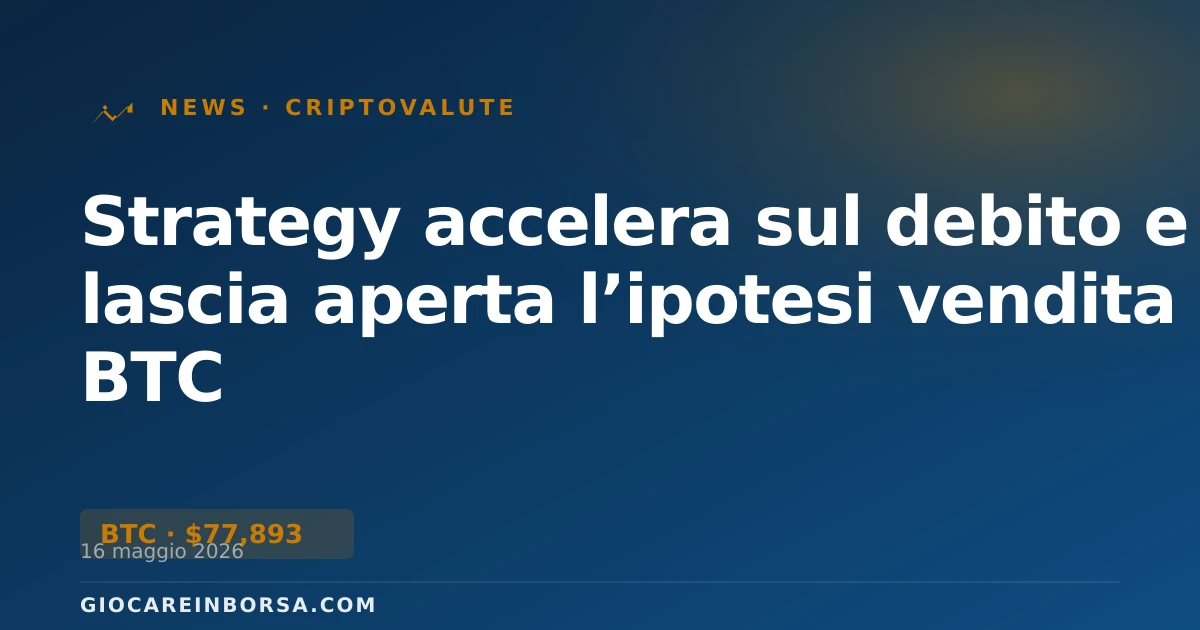 Strategy accelera sul debito e lascia aperta l’ipotesi vendita BTC