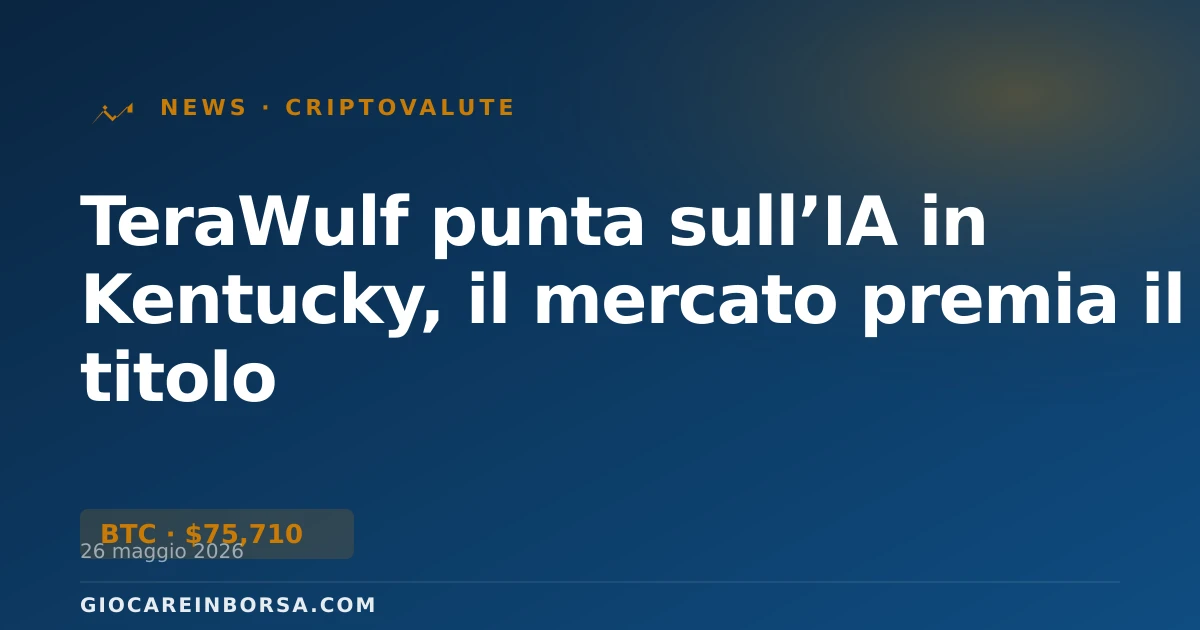 TeraWulf punta sull’IA in Kentucky, il mercato premia il titolo