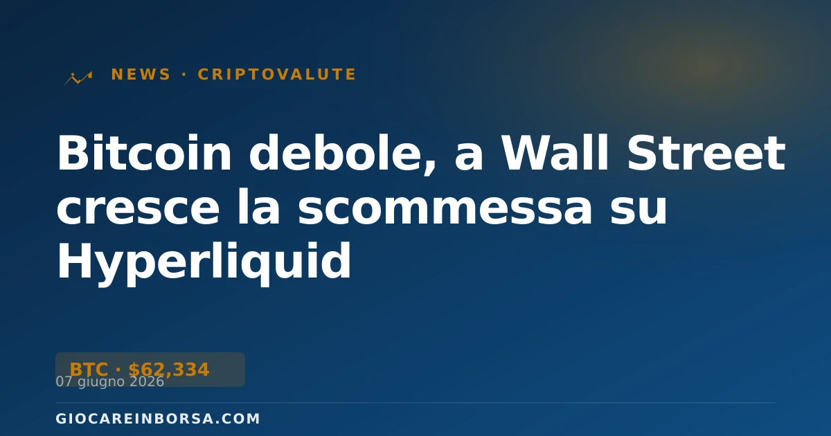 Bitcoin debole, a Wall Street cresce la scommessa su Hyperliquid