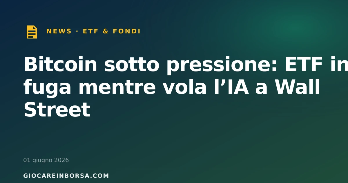 Bitcoin sotto pressione: ETF in fuga mentre vola l’IA a Wall Street