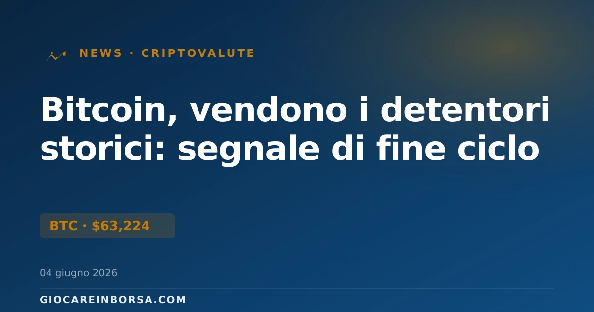 Bitcoin, vendono i detentori storici: segnale di fine ciclo