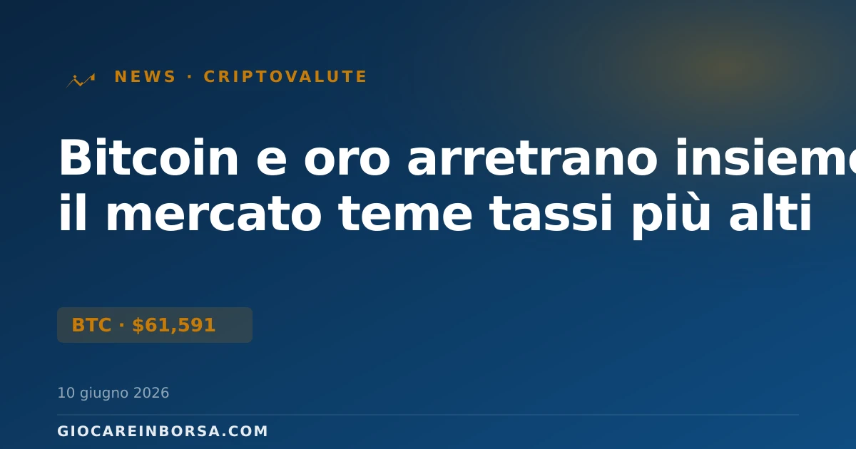 Bitcoin e oro arretrano insieme: il mercato teme tassi più alti
