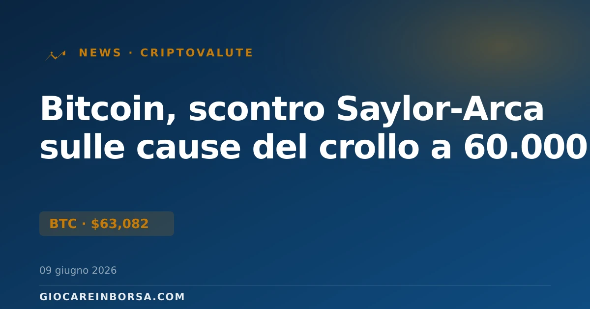 Bitcoin, scontro Saylor-Arca sulle cause del crollo a 60.000