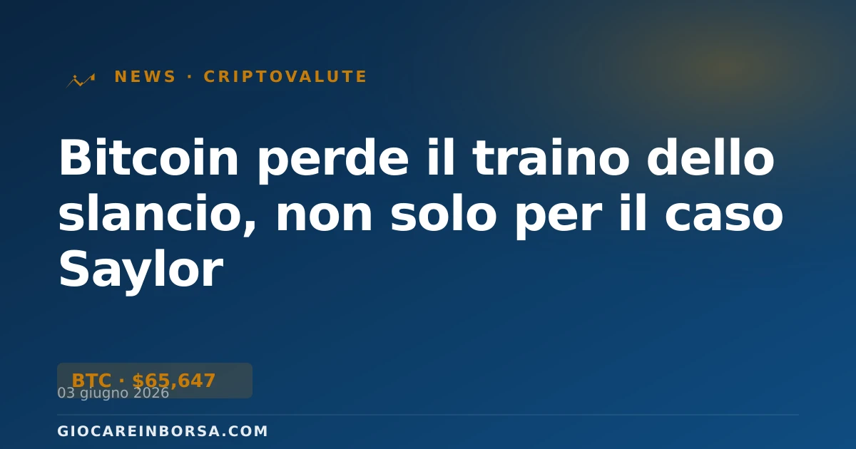 Bitcoin perde il traino dello slancio, non solo per il caso Saylor