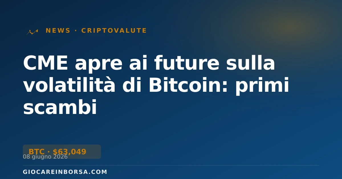 CME apre ai future sulla volatilità di Bitcoin: primi scambi