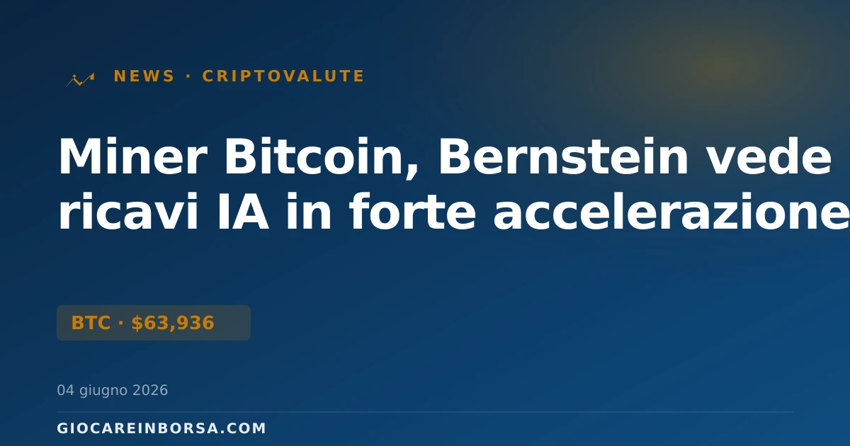 Miner Bitcoin, Bernstein vede ricavi IA in forte accelerazione