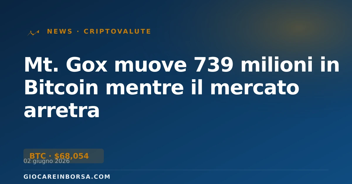 Mt. Gox muove 739 milioni in Bitcoin mentre il mercato arretra