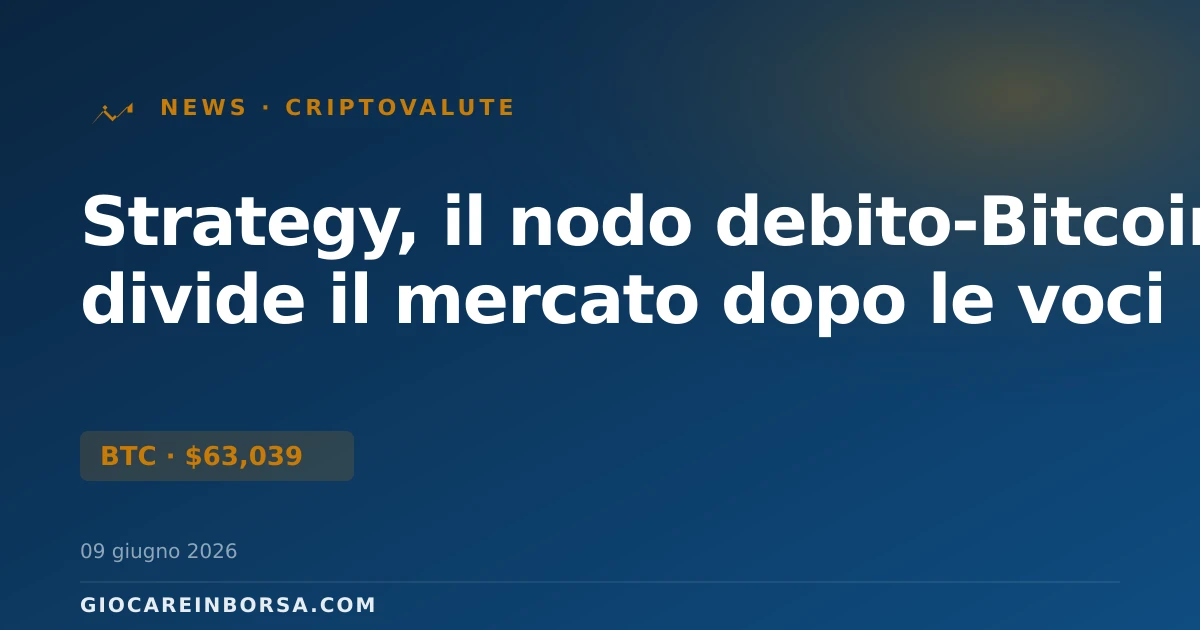 Strategy, il nodo debito-Bitcoin divide il mercato dopo le voci
