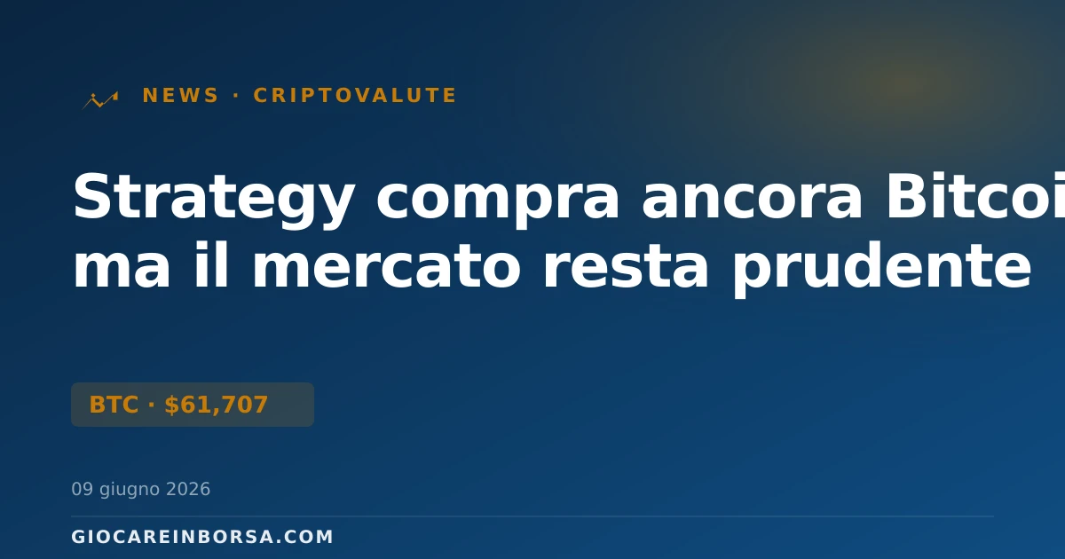 Strategy compra ancora Bitcoin, ma il mercato resta prudente