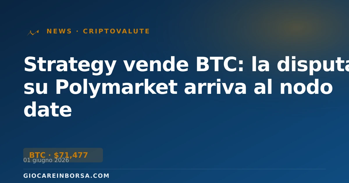 Strategy vende BTC: la disputa su Polymarket arriva al nodo date