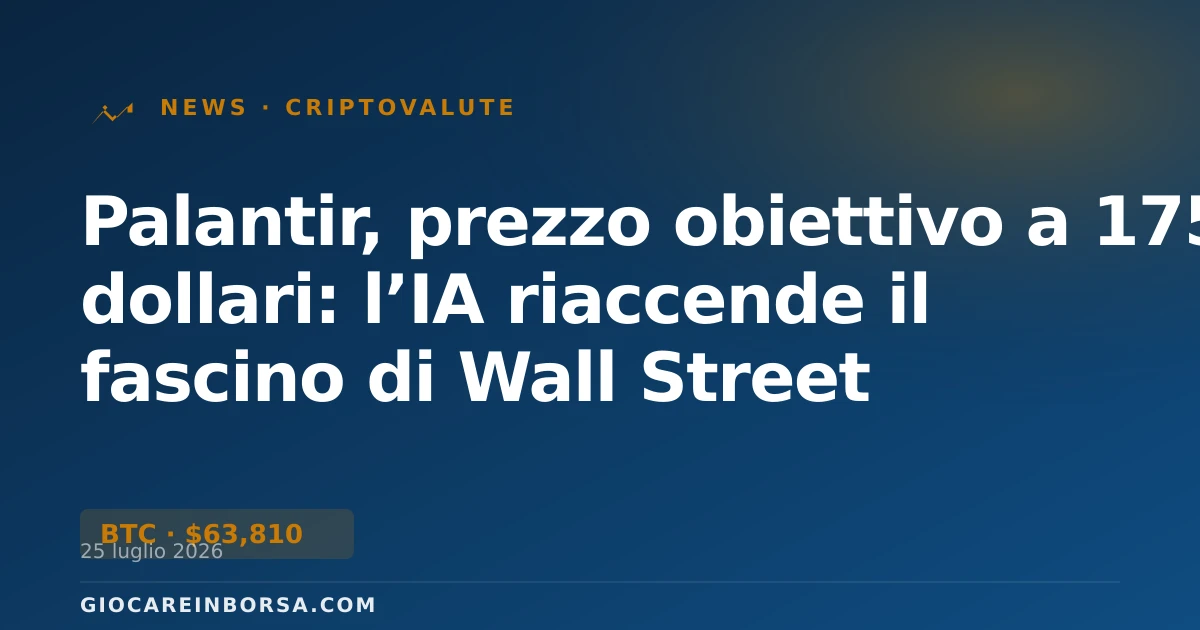 Palantir, prezzo obiettivo a 175 dollari: l’IA riaccende il fascino di Wall Street