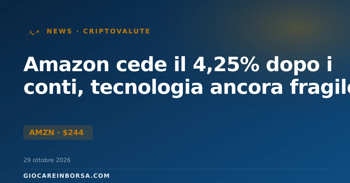 Amazon cede il 4,25% dopo i conti, tecnologia ancora fragile
