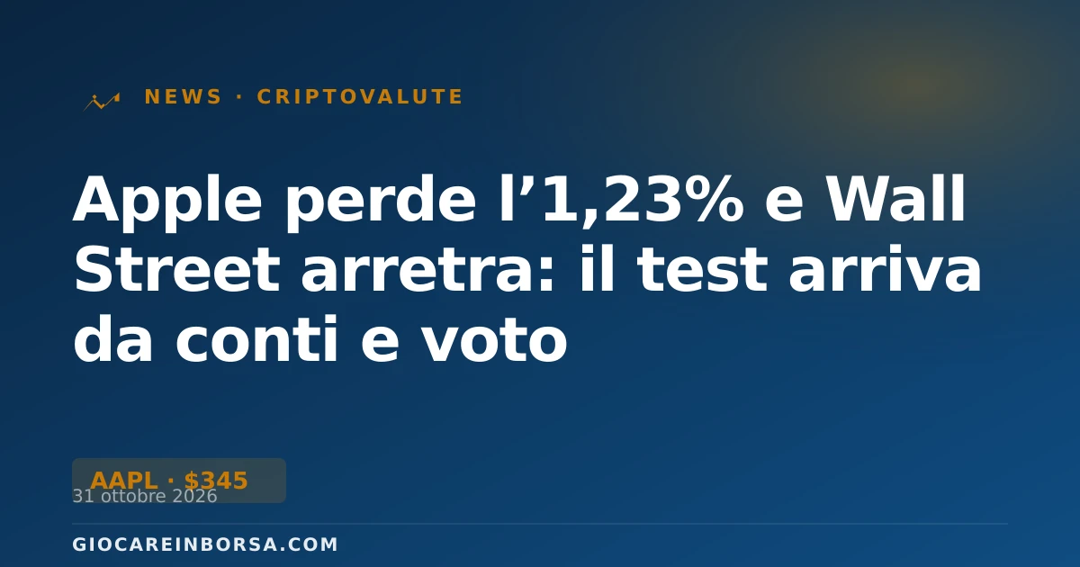 Apple perde l’1,23% e Wall Street arretra: il test arriva da conti e voto