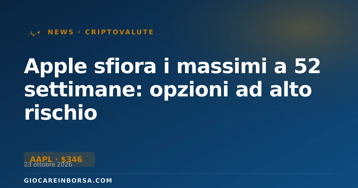 Apple sfiora i massimi a 52 settimane: opzioni ad alto rischio