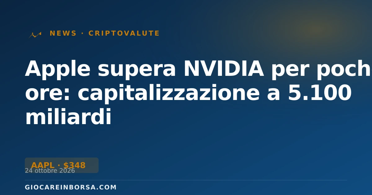 Apple supera NVIDIA per poche ore: capitalizzazione a 5.100 miliardi