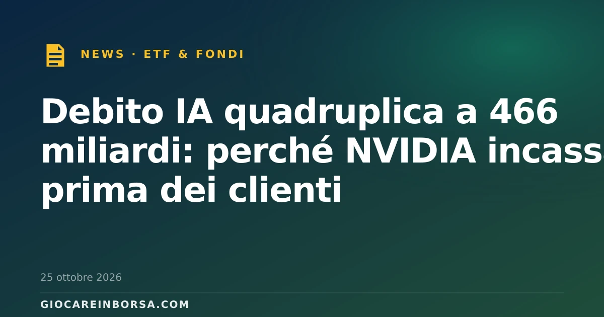 Debito IA quadruplica a 466 miliardi: perché NVIDIA incassa prima dei clienti