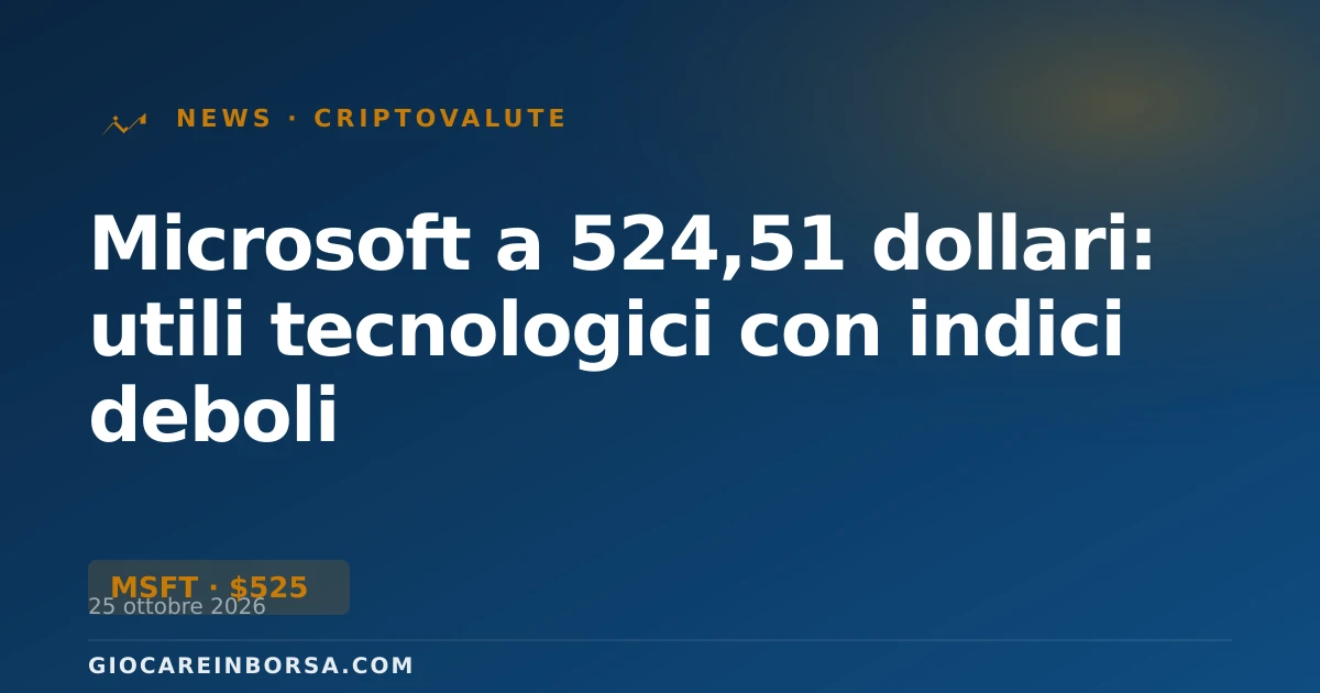 Microsoft a 524,51 dollari: utili tecnologici con indici deboli
