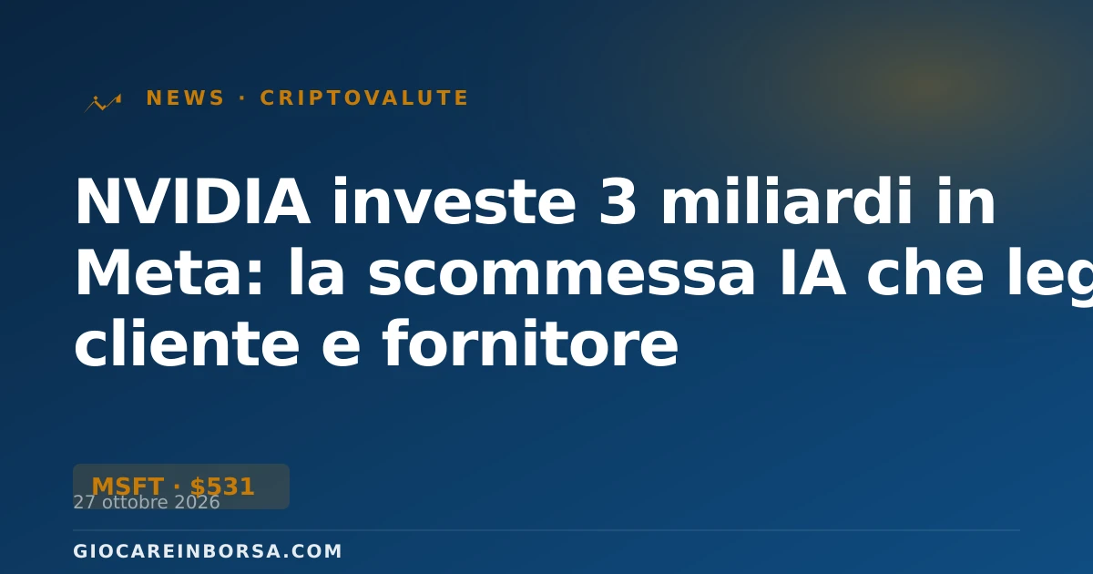 NVIDIA investe 3 miliardi in Meta: la scommessa IA che lega cliente e fornitore