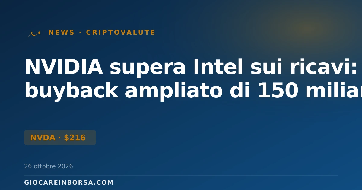NVIDIA supera Intel sui ricavi: buyback ampliato di 150 miliardi