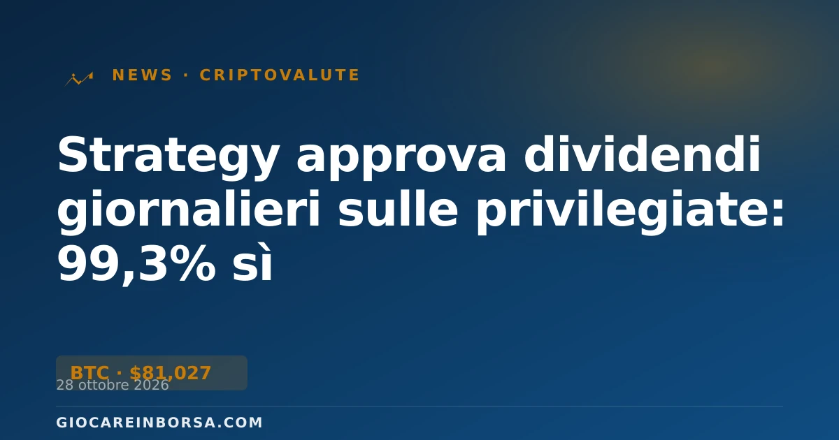 Strategy approva dividendi giornalieri sulle privilegiate: 99,3% sì